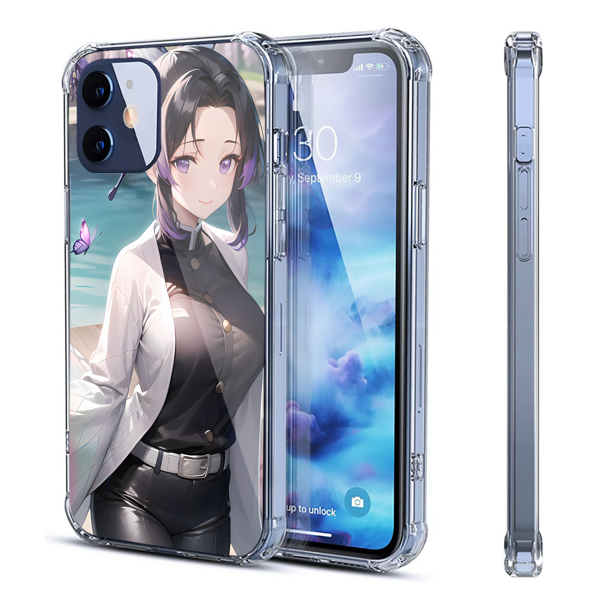 （画像用） 鬼滅の刃（きめつのやいば）蟲柱-胡蝶 しのぶ／こちょう しのぶ Kochou Shinobu 【iPhone 12シリーズ対応】透明スマホケース（クリアソフトケース）